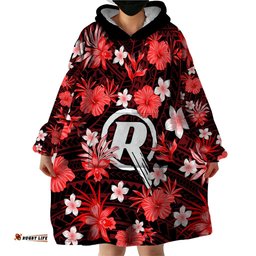 australian renegades cricket wearable blanket hoodie baeuty pacific hibiscus and polynesian pattern