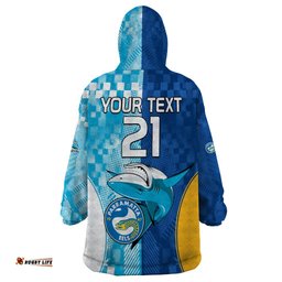 custom nrl shark combine eels rugby wearable blanket hoodie sporty style