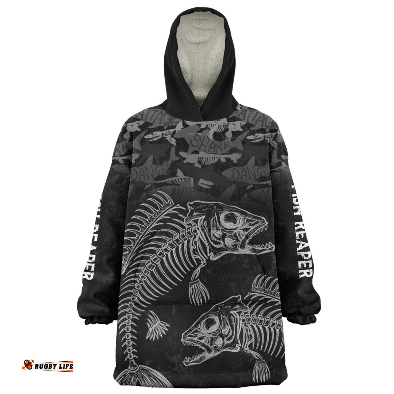 Australia Fishing Custom Snug Hoodie - Fish Reaper Fish Skeleton Grey Snug Hoodie