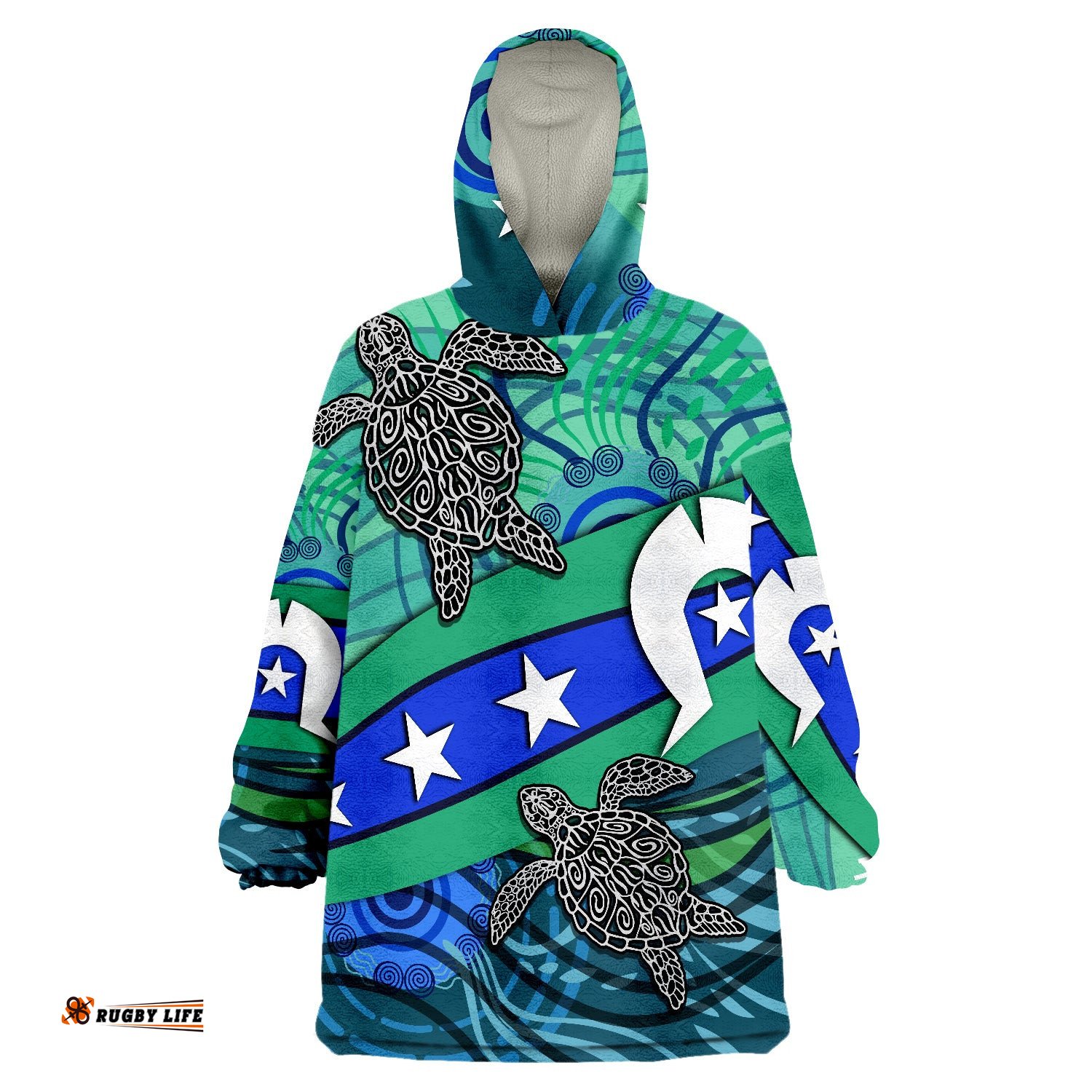 torres strait flag and turtle wearable blanket hoodie