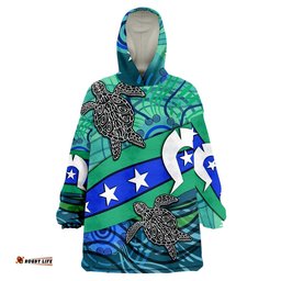 torres strait flag and turtle wearable blanket hoodie