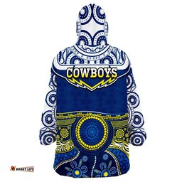 cowboys rugby wearable blanket hoodie aboriginal art