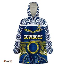 cowboys rugby wearable blanket hoodie aboriginal art
