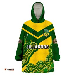 custom text and number australia rugby wearable blanket hoodie jillaroos champions indigenous yellow style
