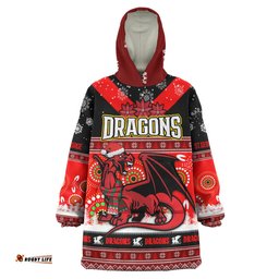 stgeorge rugby christmas snug hoodie custom dragons ugly christmas and aboriginal patterns wearable blanket hoodie