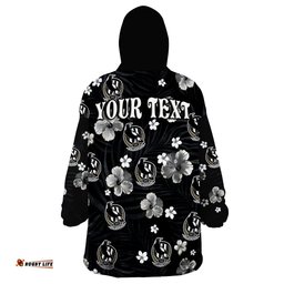 custom personalised magpies football collingwood premiers tropical flowers simple wearable blanket hoodie