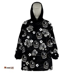 custom personalised magpies football collingwood premiers tropical flowers simple wearable blanket hoodie