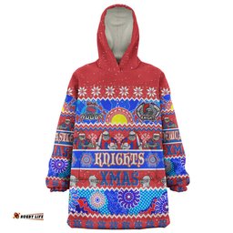 Newcastle Knights Christmas Aboriginal Custom Snug Hoodie - Indigenous Knitted Ugly Xmas Style Snug Hoodie