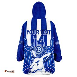 custom text and number melbourne football wearable blanket hoodie north kangaroos 1869 aboriginal art