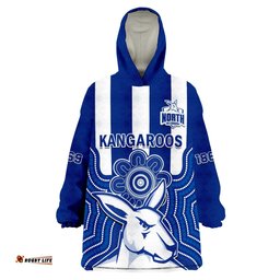 custom text and number melbourne football wearable blanket hoodie north kangaroos 1869 aboriginal art