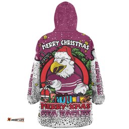 Manly Warringah Sea Eagles Christmas Custom Snug Hoodie - Merry Christmas Our Beloved Team With Aboriginal Dot Art Pattern Snug Hoodie