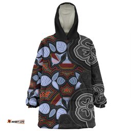 Australia Aboriginal Eucalyptus Seamless Pattern In Aboriginal Dot Art Wearable Blanket Hoodie Aussie Oodie