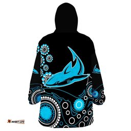 sharks rugby wearable blanket hoodie aboriginal