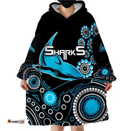 sharks rugby wearable blanket hoodie aboriginal