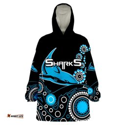 sharks rugby wearable blanket hoodie aboriginal