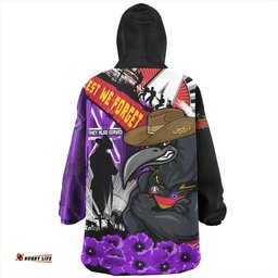 Adelaide Crows ANZAC Day Honor Purple Valor And Spirit Wearable Blanket Hoodie Aussie Oodie