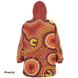 Australia Aboriginal Connection Concept Dot Aboriginal Colorful Painting Wearable Blanket Hoodie Aussie Oodie