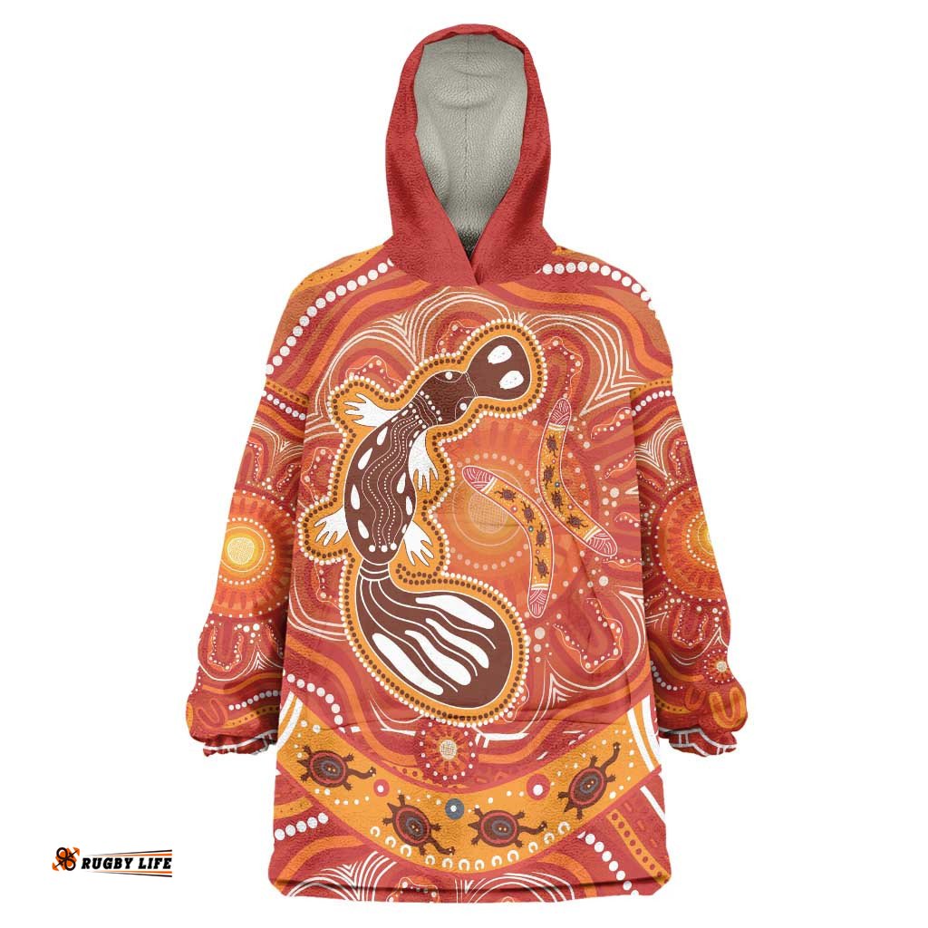 aboriginal goanna art wearable blanket hoodie native australian animals