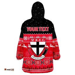 custom personalised st kilda football wearable blanket hoodie saints indigenous merry christmas