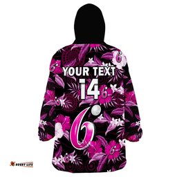custom text and number sydney sixers cricket wearable blanket hoodie aboriginal art mix tropical flowers