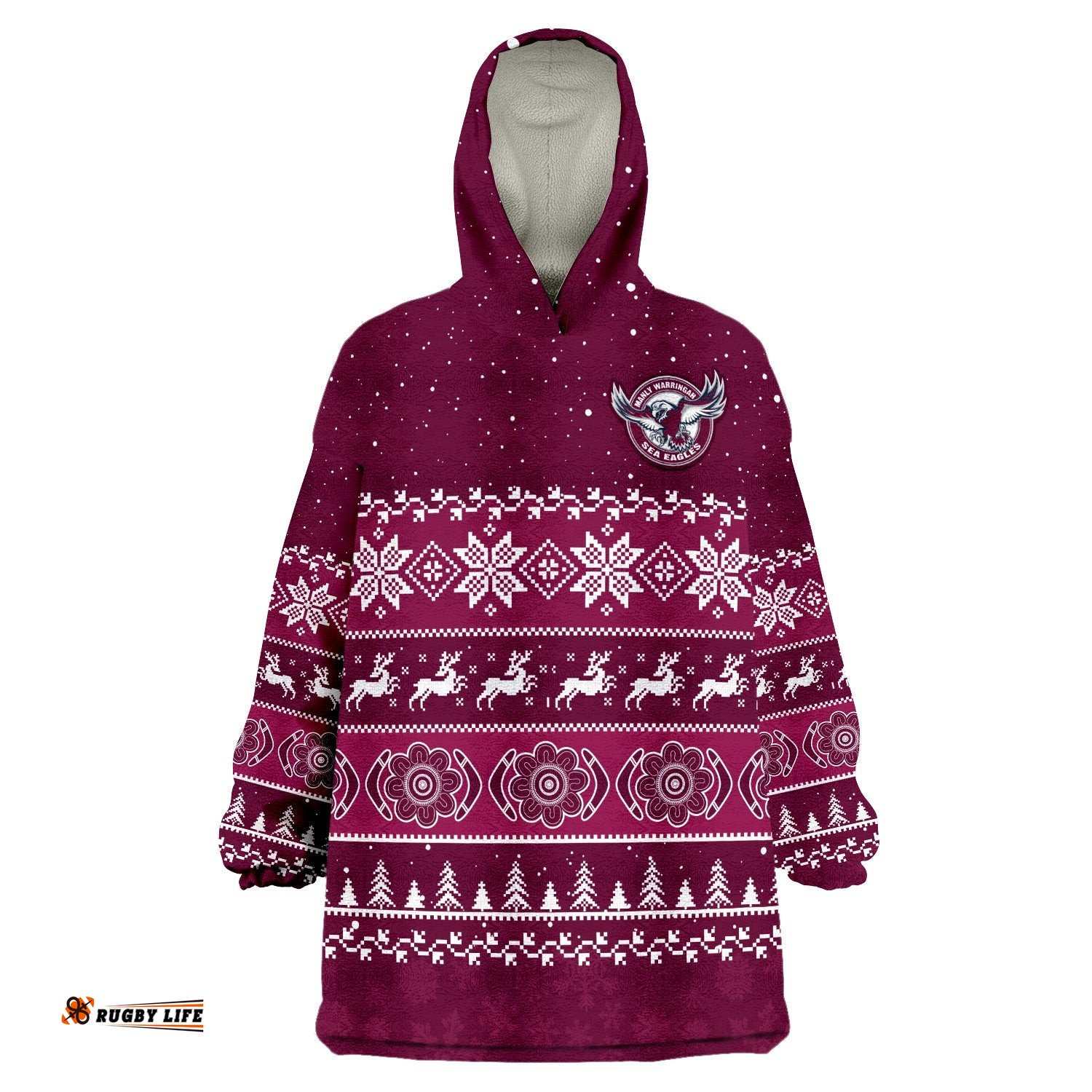 sea eagles rugby wearable blanket hoodie indigenous silvertails merry christmas