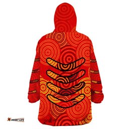 boomerang aboriginal dot patterns wearable blanket hoodie red style