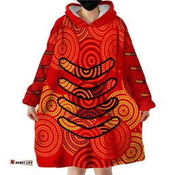 boomerang aboriginal dot patterns wearable blanket hoodie red style