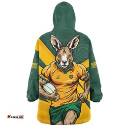 Aussie Wallabies Aboriginal Strength Wear Wallabies Rugby Edition Yellow Wearable Blanket Hoodie Aussie Oodie