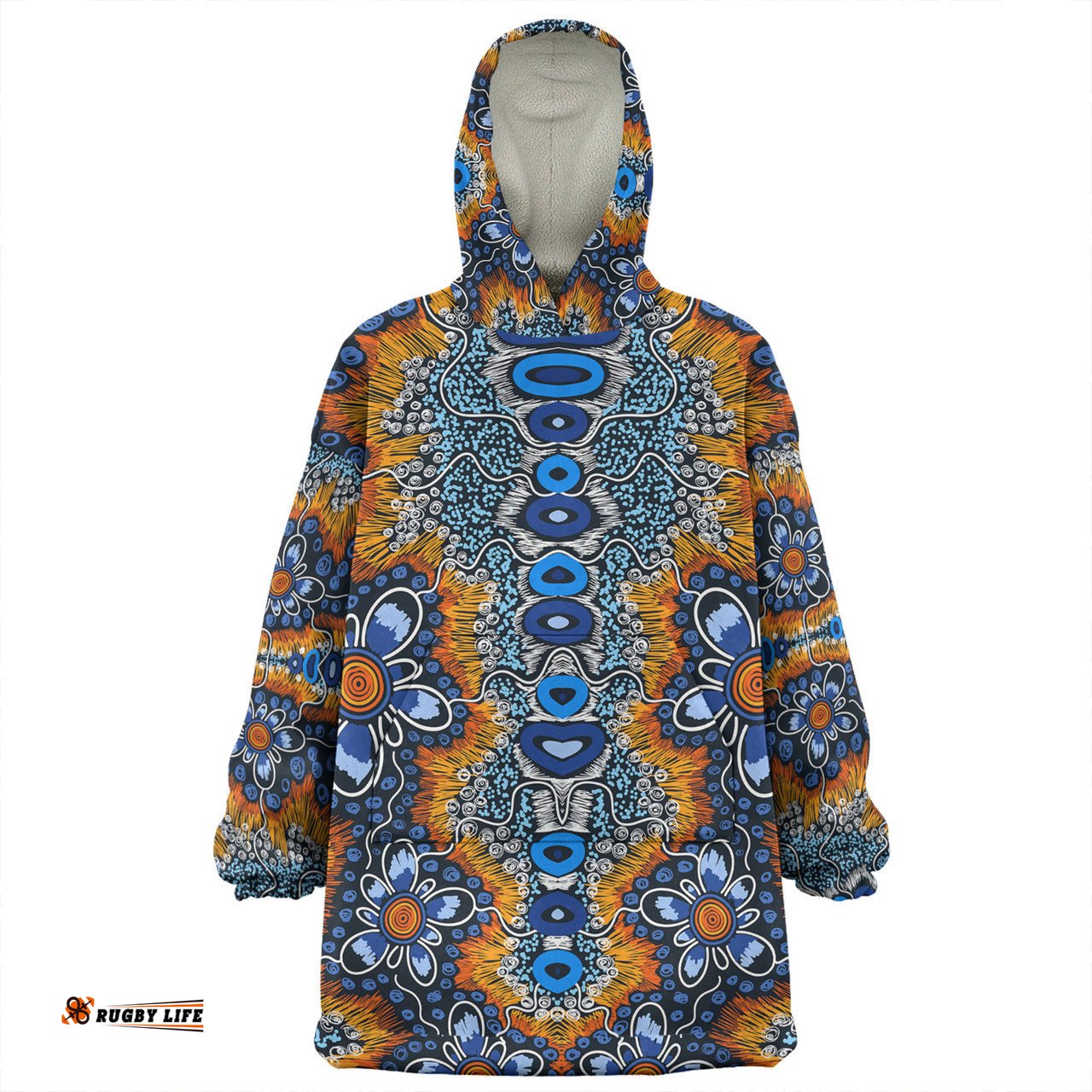 Australia Aboriginal Aboriginal Flowers Art Wearable Blanket Hoodie Aussie Oodie