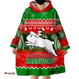 south sydney rabbitohs aboriginal christmas vibe wearable blanket hoodie