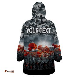 custom personalised anzac day wearable blanket hoodie soldier poppy vibe
