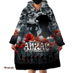 custom personalised anzac day wearable blanket hoodie soldier poppy vibe