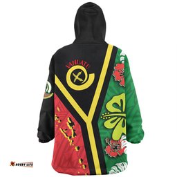 Australia South Sea Islanders Vanuatu Flag With Habiscus Flowers Wearable Blanket Hoodie Aussie Oodie