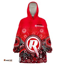 custom text and number melbourne renegades wearable blanket hoodie cricket aboriginal