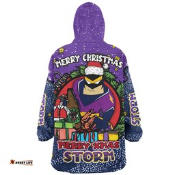 Melbourne Storm Christmas Custom Snug Hoodie - Merry Christmas Our Beloved Team With Aboriginal Dot Art Pattern Snug Hoodie