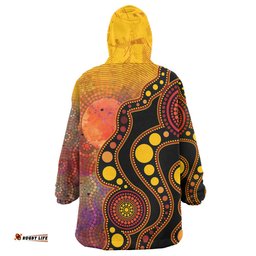 australia aboriginal inspired wearable blanket hoodie australia indigenous flag circle dot painting art wearable blanket hoodie golden