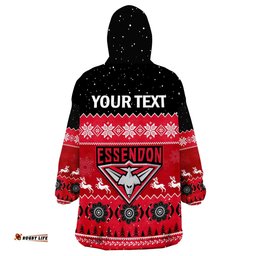 custom personalised essendon football wearable blanket hoodie bombers indigenous merry christmas