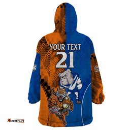 custom bulldogs and tigers wearable blanket hoodie rugby mascot with sporty style