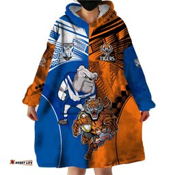 custom bulldogs and tigers wearable blanket hoodie rugby mascot with sporty style