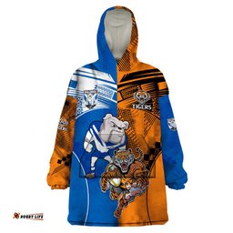 custom bulldogs and tigers wearable blanket hoodie rugby mascot with sporty style