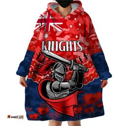 custom text and number knights rugby anzac wearable blanket hoodie lest we forget