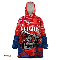 custom text and number knights rugby anzac wearable blanket hoodie lest we forget