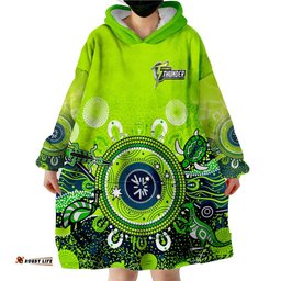 custom text and number sydney thunder wearable blanket hoodie cricket aboriginal