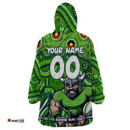 custom australia naidoc week 2024 wearable blanket hoodie canberra raiders mascot keep the fire burning dt02
