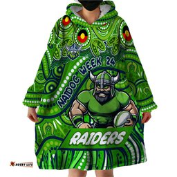 custom australia naidoc week 2024 wearable blanket hoodie canberra raiders mascot keep the fire burning dt02