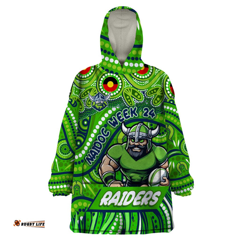 custom australia naidoc week 2024 wearable blanket hoodie canberra raiders mascot keep the fire burning dt02