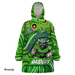 custom australia naidoc week 2024 wearable blanket hoodie canberra raiders mascot keep the fire burning dt02