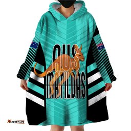 custom australia soccer wearable blanket hoodie go matildas dynamic turquoise