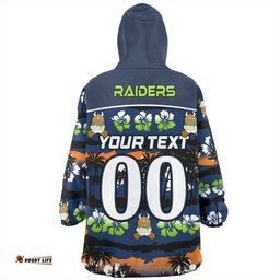 Canberra Raiders Snug Hoodie - Tropical Hibiscus and Coconut Trees
