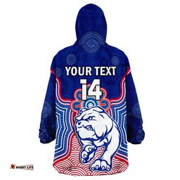 custom text and number bulldogs football wearable blanket hoodie western doggies aboriginal art